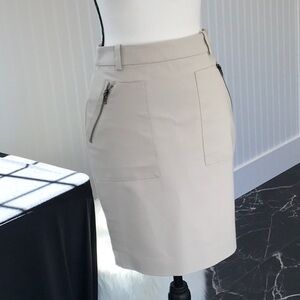 Ann Taylor Tan and White Knee-Length Pencil Skirt